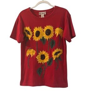 Bechamel Vintage Made in Hong Kong Sunflower Tee Shirt Fall Photo Cotton Small